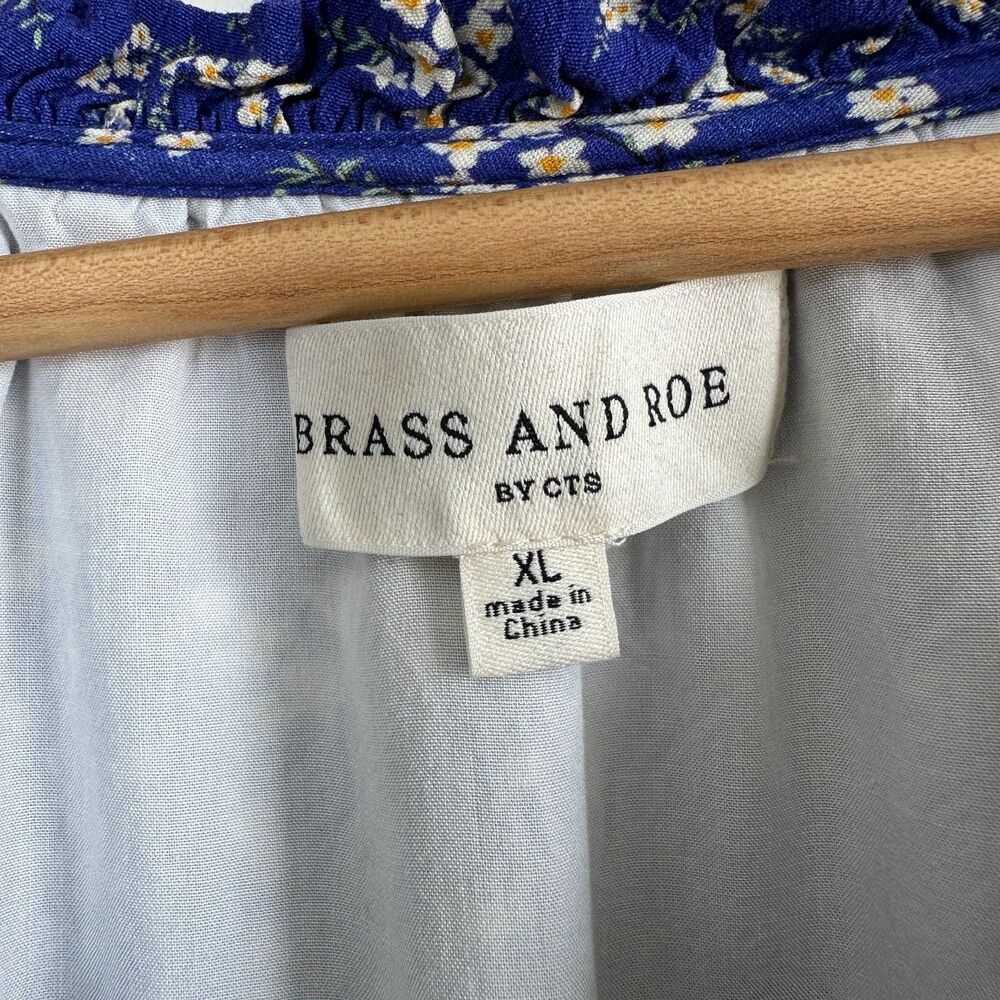 blue floral maxi dress xl cottagecore prairie boho flowy romantic whimsical chic - Picture 5 of 6